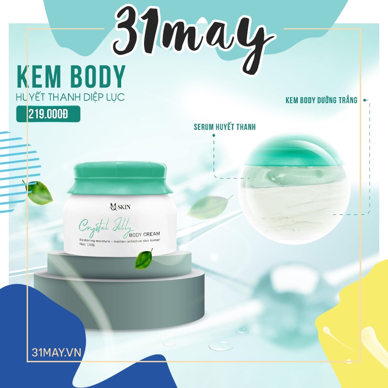 Kem Body Huyết Thanh Diệp Lục MQ Skin Chính Hãng - Crytal Jelly Body Cream 150g