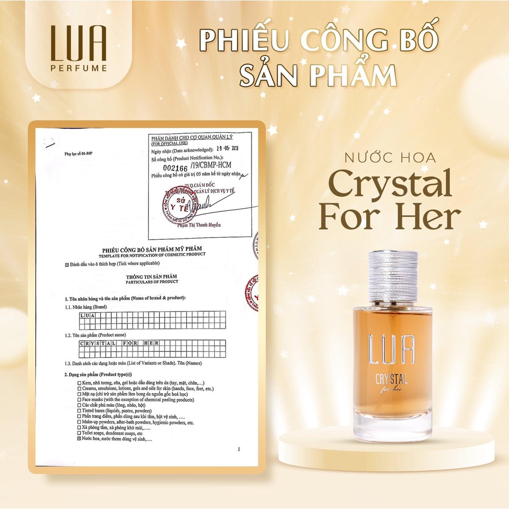 Nước Hoa Nữ Crystal LUA Perfume Chính Hãng 60ml Nước Hoa Chuẩn Hương Từ Pháp