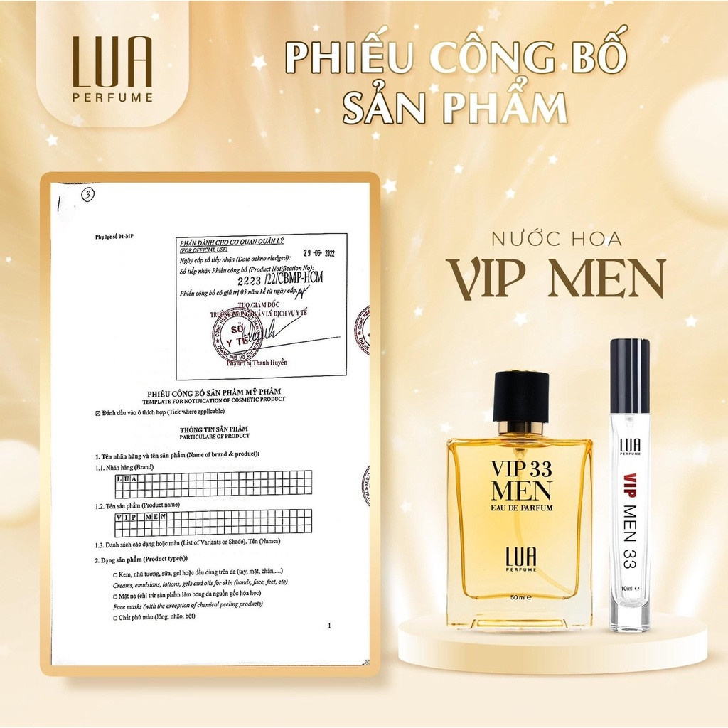 Nước Hoa Nam Vip 33 Men Lua Perfume Giá Sỉ Chính Hãng 50ml
