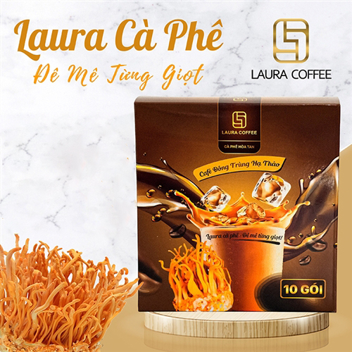 Cà Phê Đông Trùng Hạ Thảo Nhật Kim Anh Giá Sỉ - Cafe Hoà Tan Laura Coffee Hộp 10 Gói